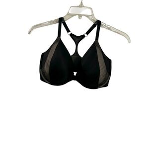 Victoria's Secret Black Mesh Racerback Bra front open size 38 DDD